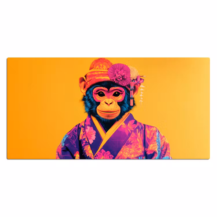Bureau onderlegger - Aap - Kimono - Bloemen - Hoofdtooi — 1