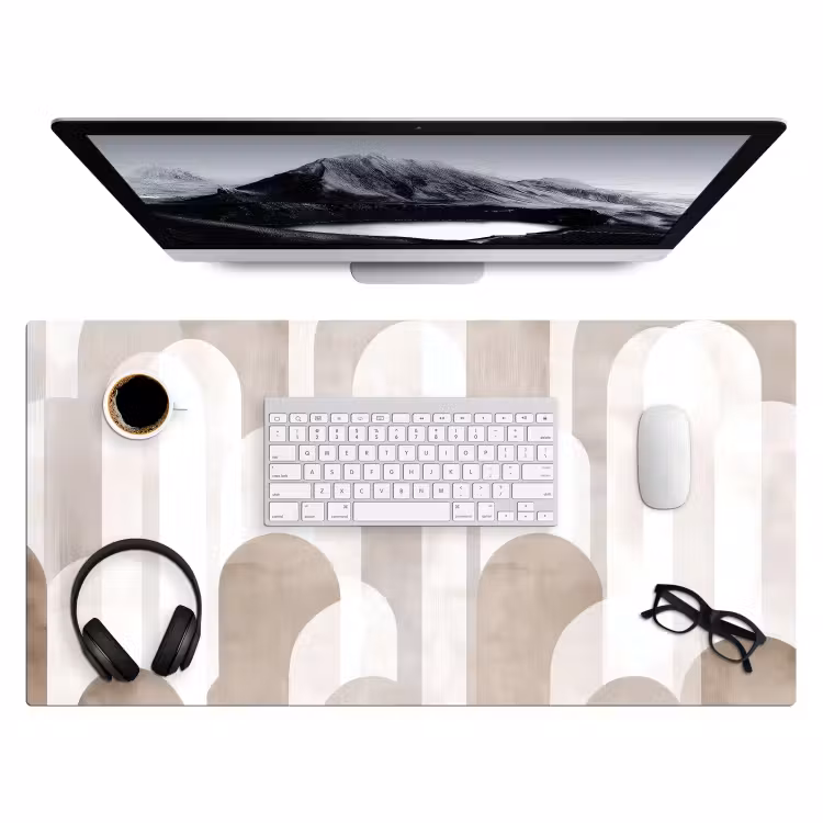 Bureau onderlegger - Abstracte bogen - Modern - Beige — 3