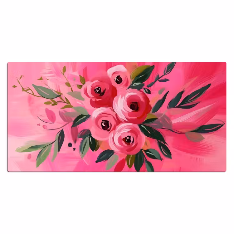 Bureau onderlegger - Bloemen - Verf - Roze — 1