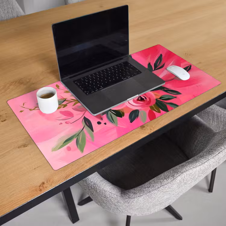 Bureau onderlegger - Bloemen - Verf - Roze — 2