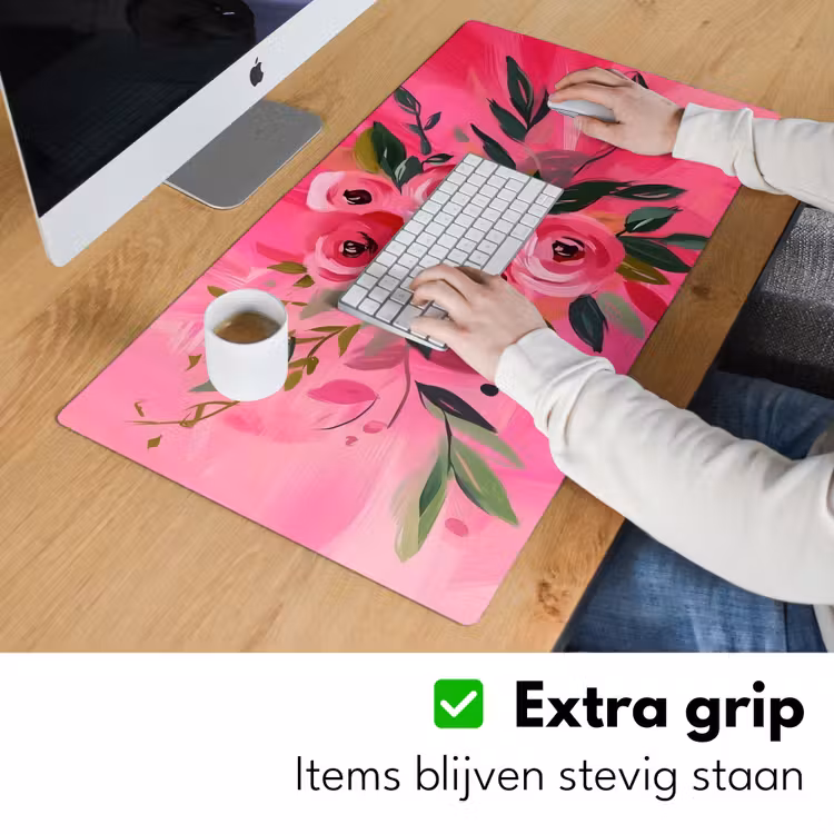 Bureau onderlegger - Bloemen - Verf - Roze — 5
