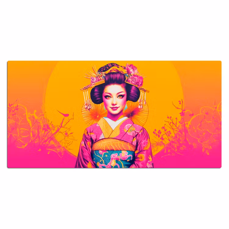 Bureau onderlegger - Bloemen - Vrouw - Kimono - Roze — 1