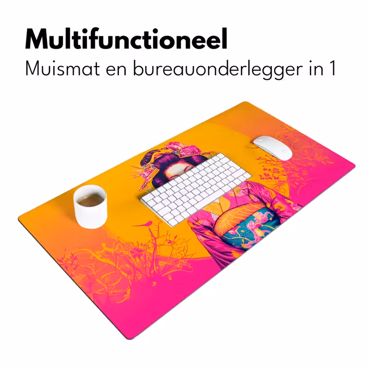 Bureau onderlegger - Bloemen - Vrouw - Kimono - Roze — 6