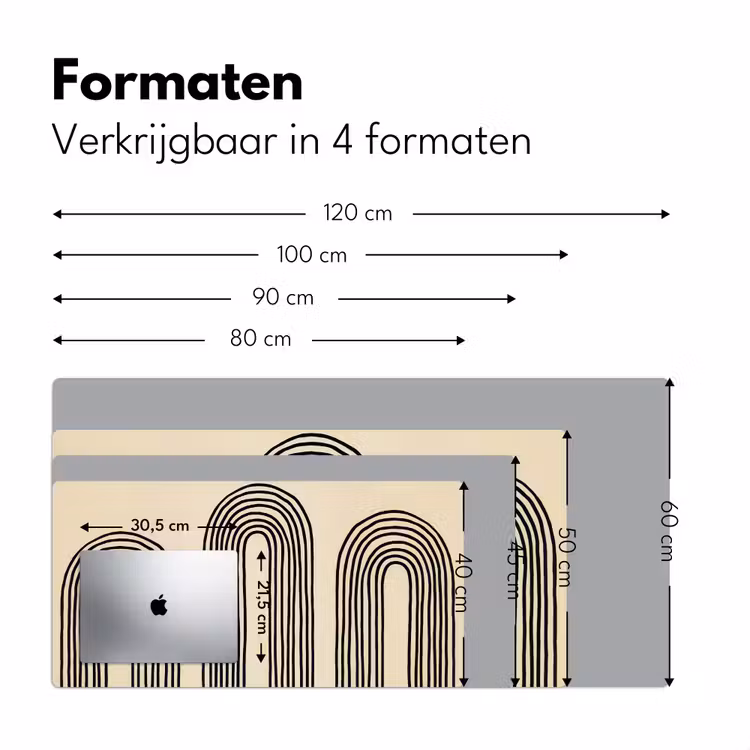 Bureau onderlegger - Boogvormen - Zwart - Strak — 7