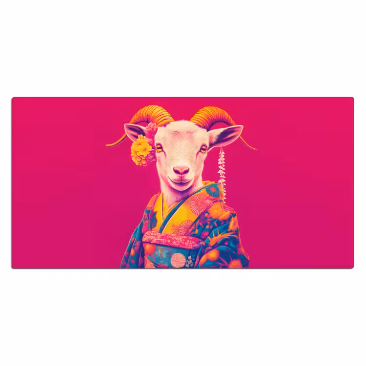 Bureau onderlegger - Geit - Hoorns - Kimono - Kleurrijk — 1