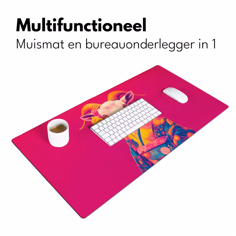 Bureau onderlegger - Geit - Hoorns - Kimono - Kleurrijk — 6