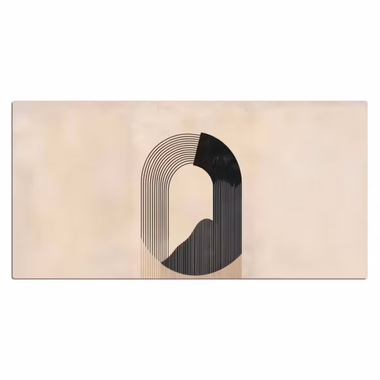 Bureau onderlegger - Grafisch gebogen motief - Beige — 1