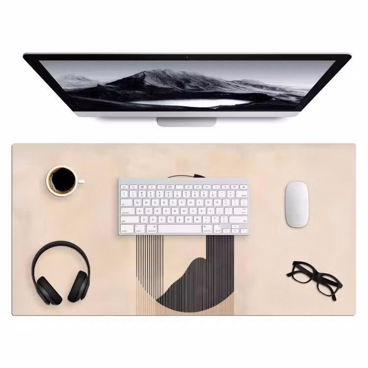 Bureau onderlegger - Grafisch gebogen motief - Beige — 3