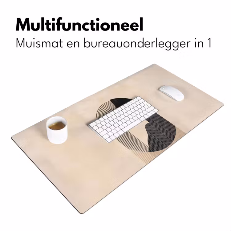 Bureau onderlegger - Grafisch gebogen motief - Beige — 6