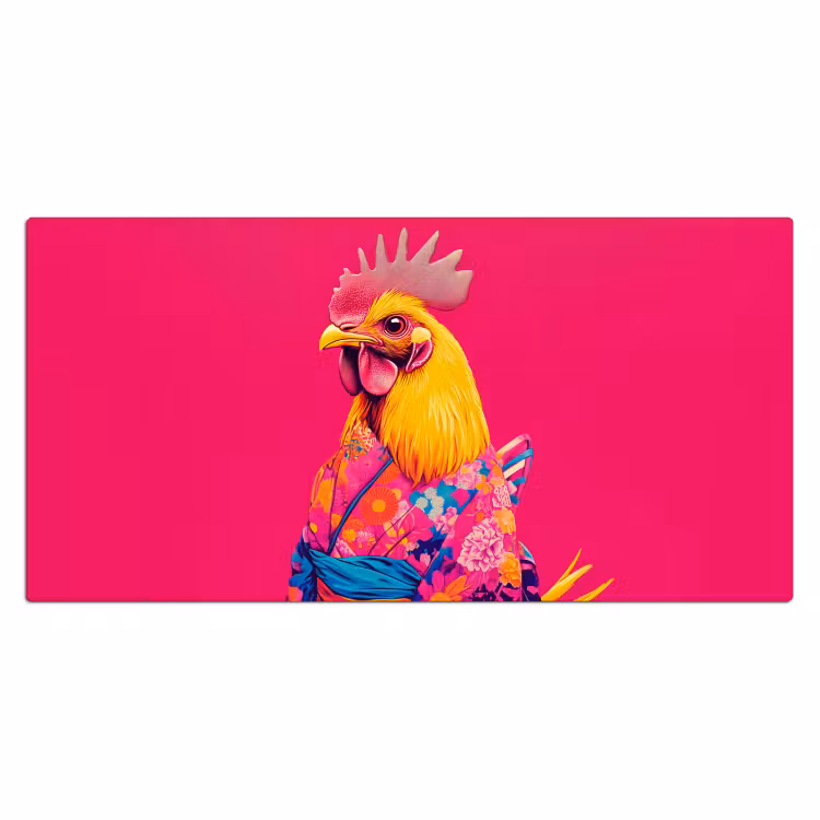 Bureau onderlegger - Haan - Kleurrijk - Kimono - Roze — 1