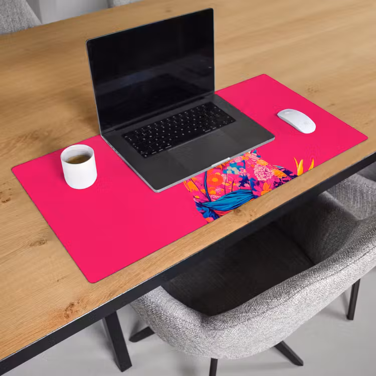 Bureau onderlegger - Haan - Kleurrijk - Kimono - Roze — 2