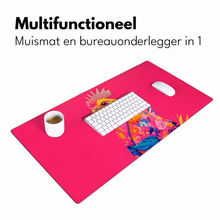 Bureau onderlegger - Haan - Kleurrijk - Kimono - Roze — 6