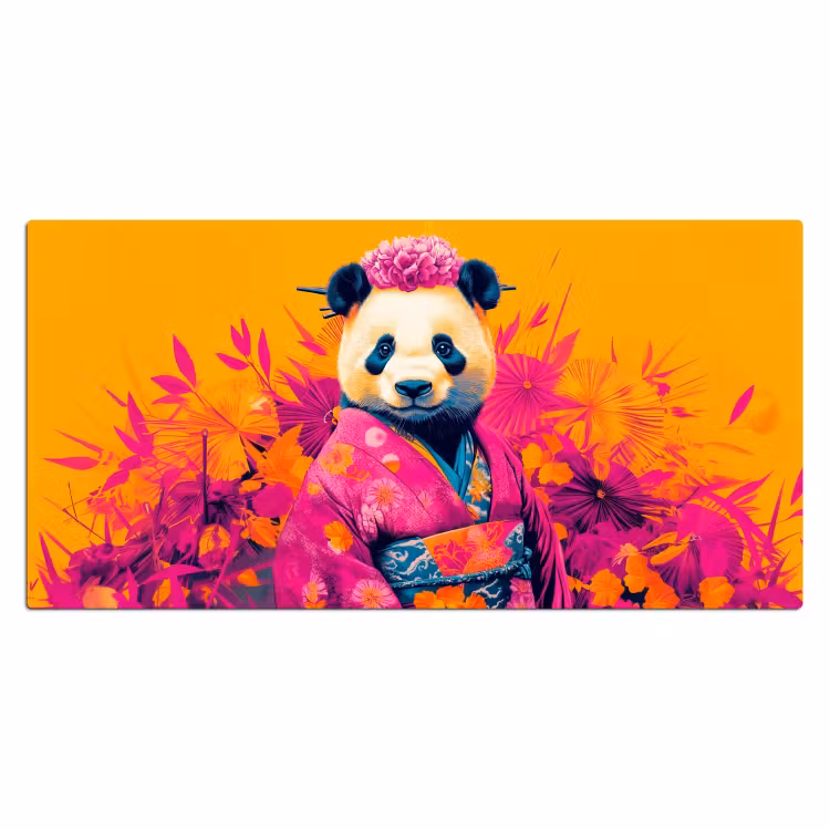 Bureau onderlegger - Kimono - Roze - Panda - Bloemenkroon — 1