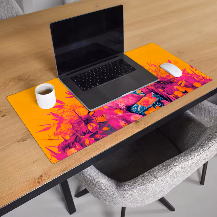 Bureau onderlegger - Kimono - Roze - Panda - Bloemenkroon — 2
