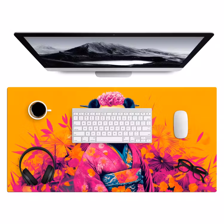 Bureau onderlegger - Kimono - Roze - Panda - Bloemenkroon — 3