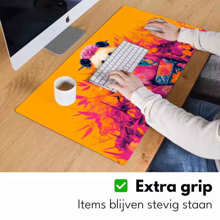 Bureau onderlegger - Kimono - Roze - Panda - Bloemenkroon — 5