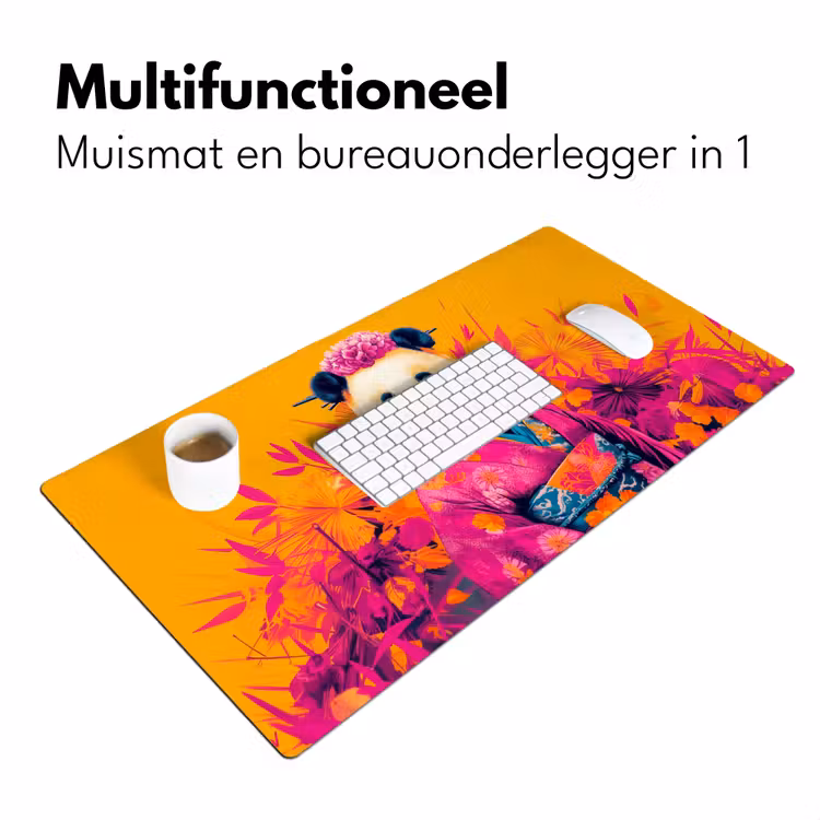 Bureau onderlegger - Kimono - Roze - Panda - Bloemenkroon — 6