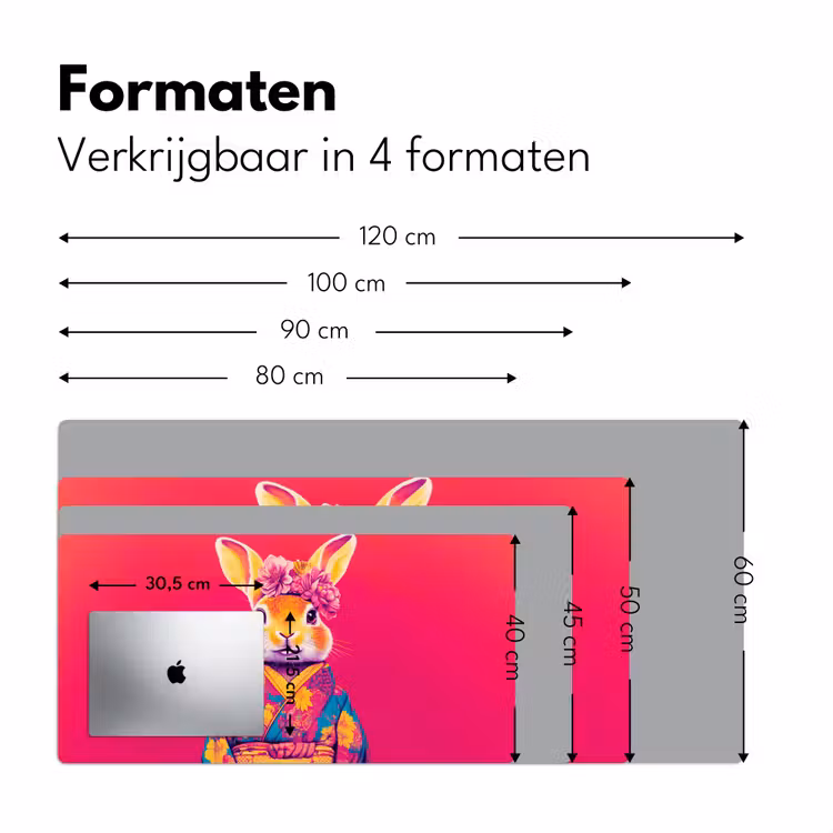 Bureau onderlegger - Konijn - Bloemen - Kleurrijk - Kimono — 7