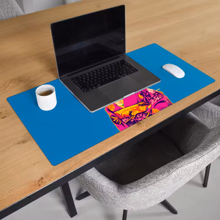 Bureau onderlegger - Muis - Kimono - Bloemen - Blauw — 2