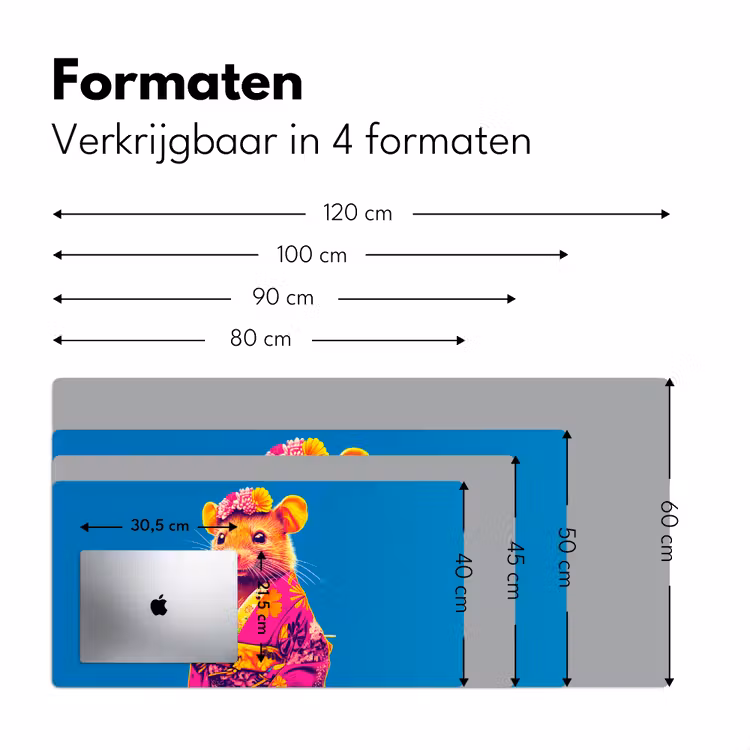 Bureau onderlegger - Muis - Kimono - Bloemen - Blauw — 7