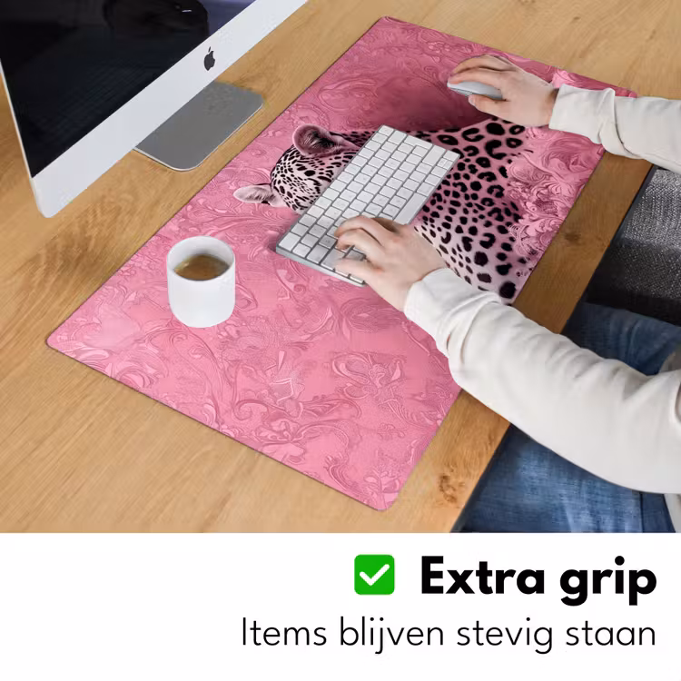 Bureau onderlegger - Panter - Luxe - Roze — 5
