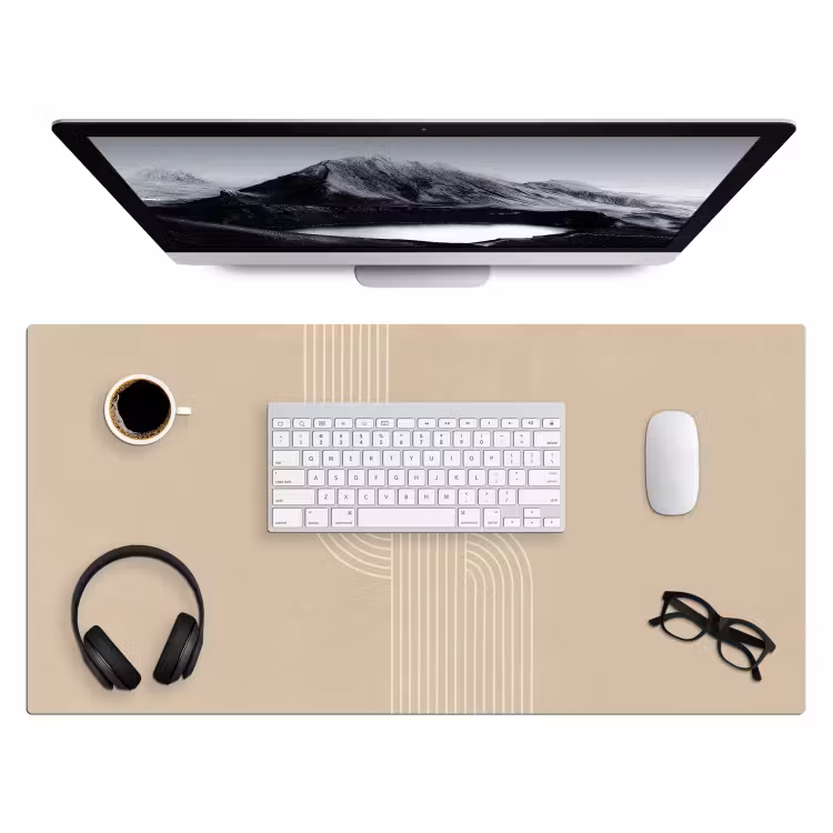 Bureau onderlegger - Parallelle lijnen - Lichte textuur - Beige — 3