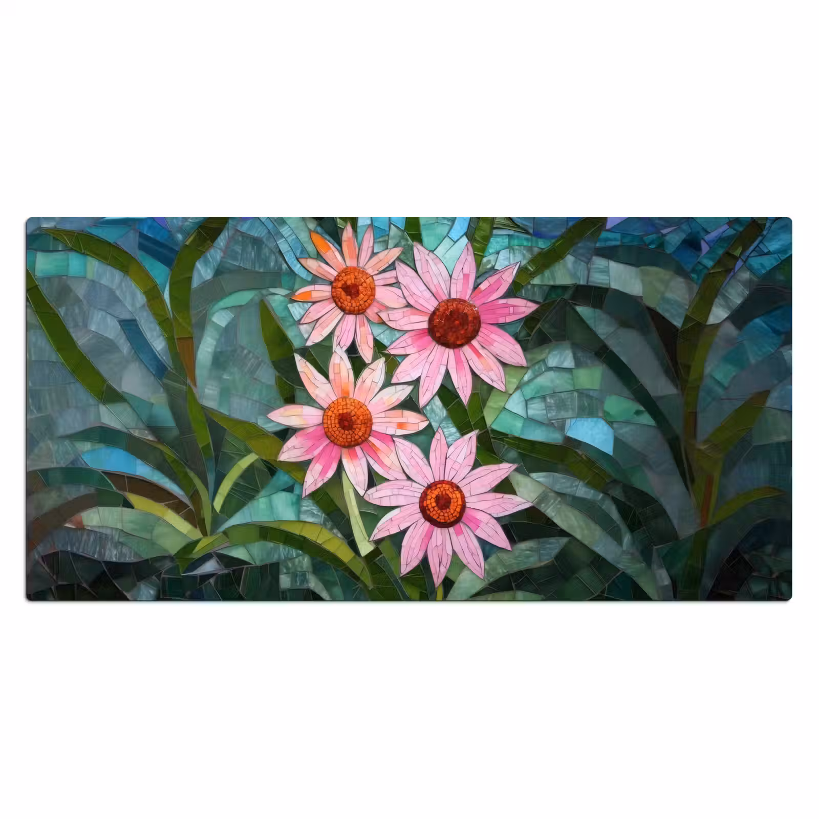 Bureau onderlegger - Bloemen - Roze - Glasmozaïek — 1