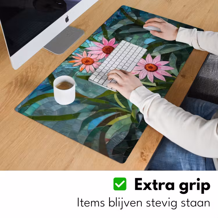 Bureau onderlegger - Bloemen - Roze - Glasmozaïek — 5