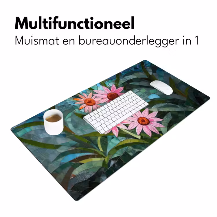 Bureau onderlegger - Bloemen - Roze - Glasmozaïek — 6