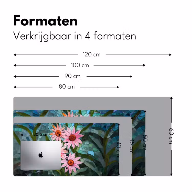 Bureau onderlegger - Bloemen - Roze - Glasmozaïek — 7
