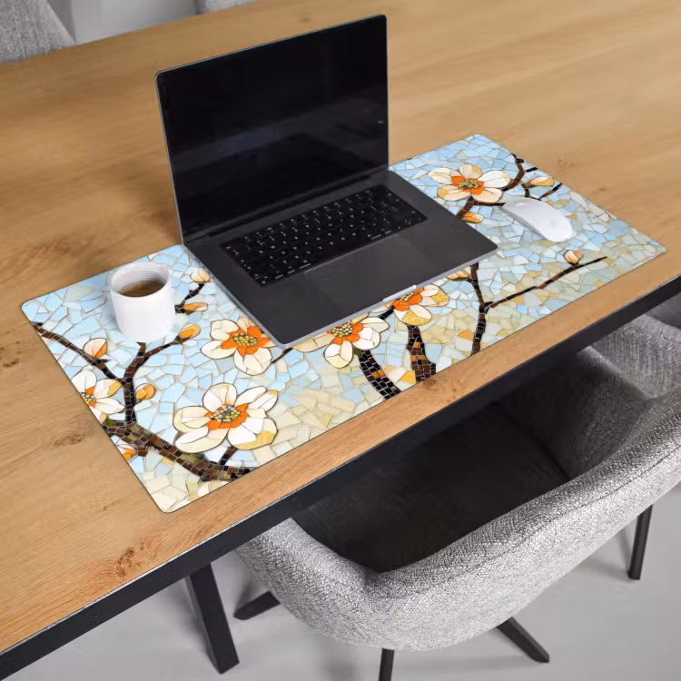 Bureau onderlegger - Bloesems - Wit - Mozaïek - Tak — 2