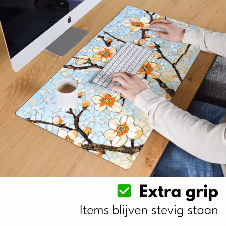 Bureau onderlegger - Bloesems - Wit - Mozaïek - Tak — 5