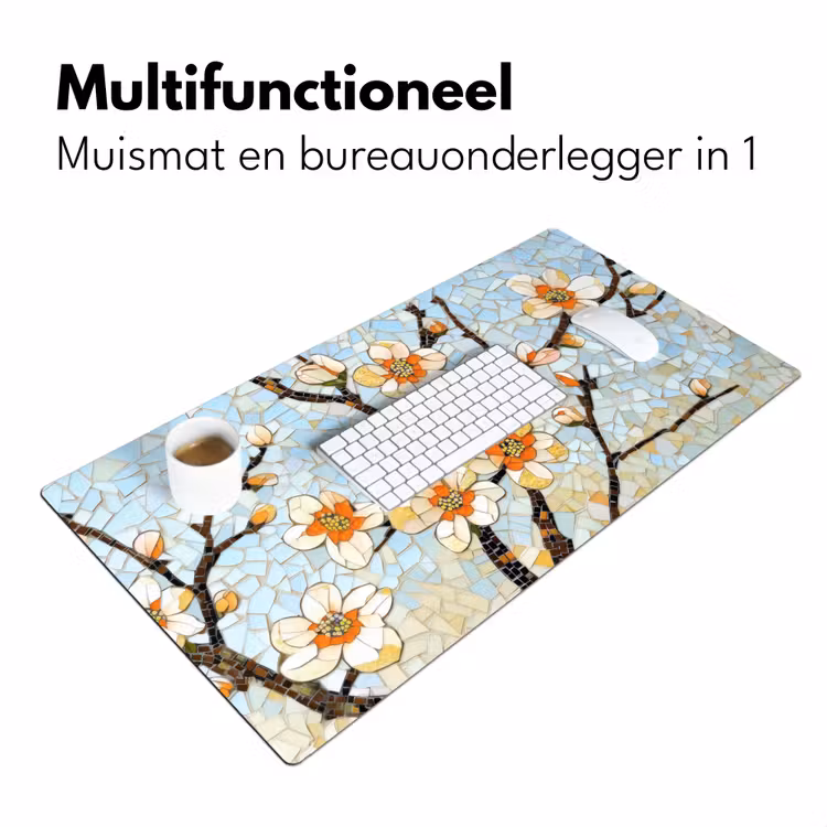 Bureau onderlegger - Bloesems - Wit - Mozaïek - Tak — 6