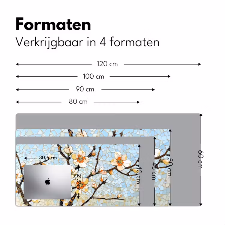 Bureau onderlegger - Bloesems - Wit - Mozaïek - Tak — 7