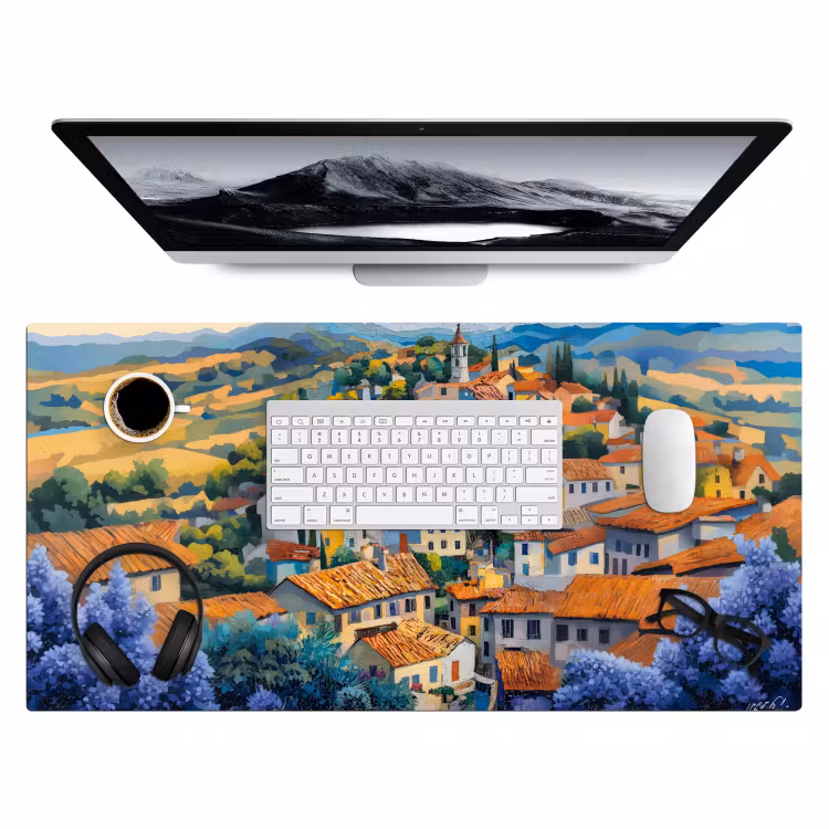 Bureau onderlegger - Dorp - Heuvels - Landschap - Bomen — 3