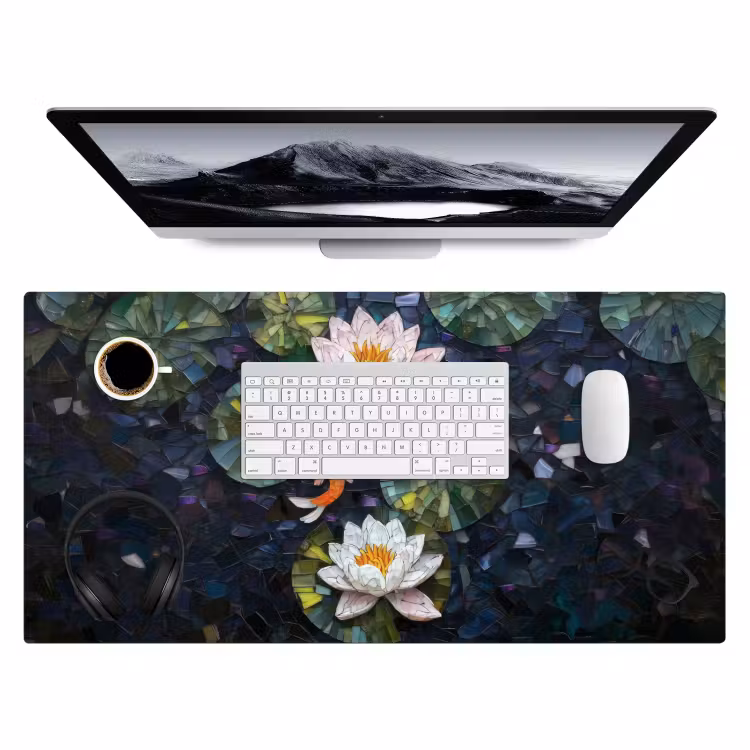 Bureau onderlegger - Glasstukjes - Leliebladeren - Vis - Oranje — 3