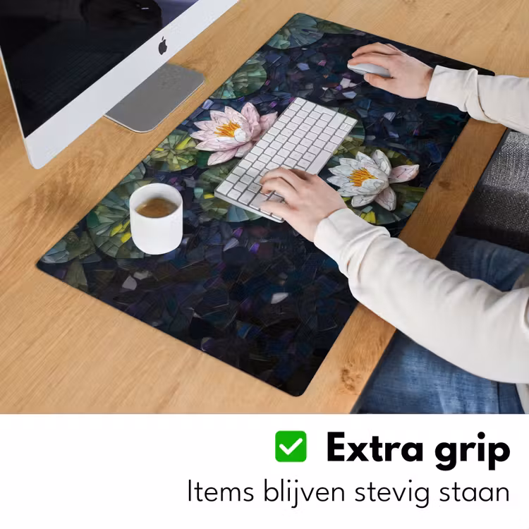 Bureau onderlegger - Glasstukjes - Leliebladeren - Vis - Oranje — 5