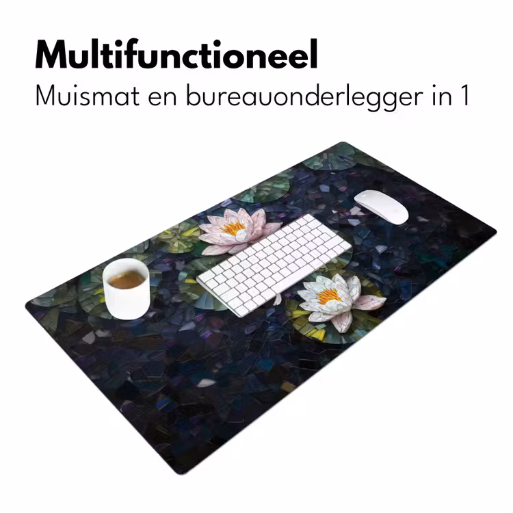 Bureau onderlegger - Glasstukjes - Leliebladeren - Vis - Oranje — 6