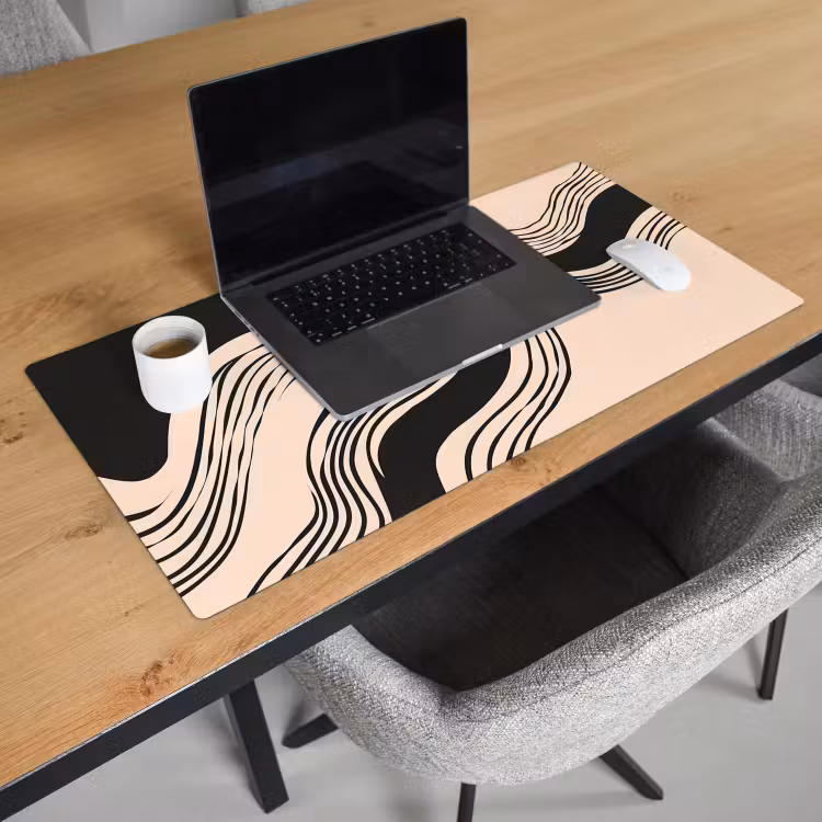 Bureau onderlegger - Golven - Zwart - Zandkleur — 2