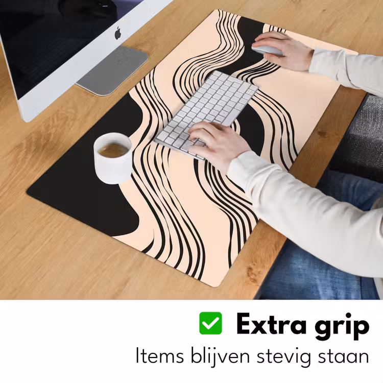 Bureau onderlegger - Golven - Zwart - Zandkleur — 5