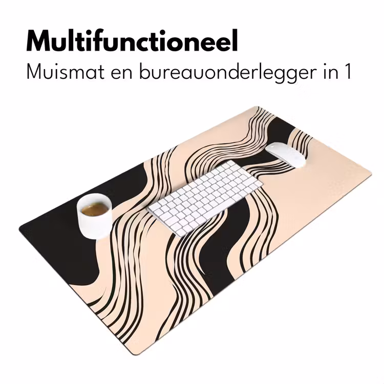 Bureau onderlegger - Golven - Zwart - Zandkleur — 6