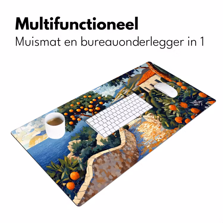 Bureau onderlegger - Huizen - Mozaïek - Sinaasappelbomen - Zee — 6