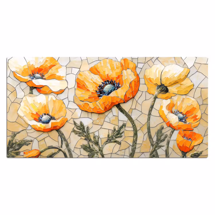 Bureau onderlegger - Klaprozen - Oranje - Mozaïek - Bladeren — 1