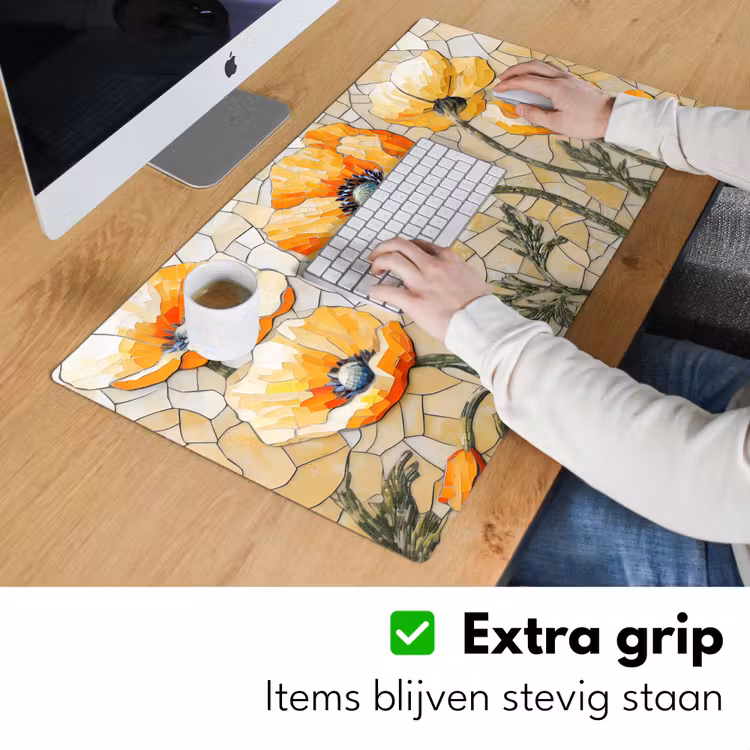 Bureau onderlegger - Klaprozen - Oranje - Mozaïek - Bladeren — 5
