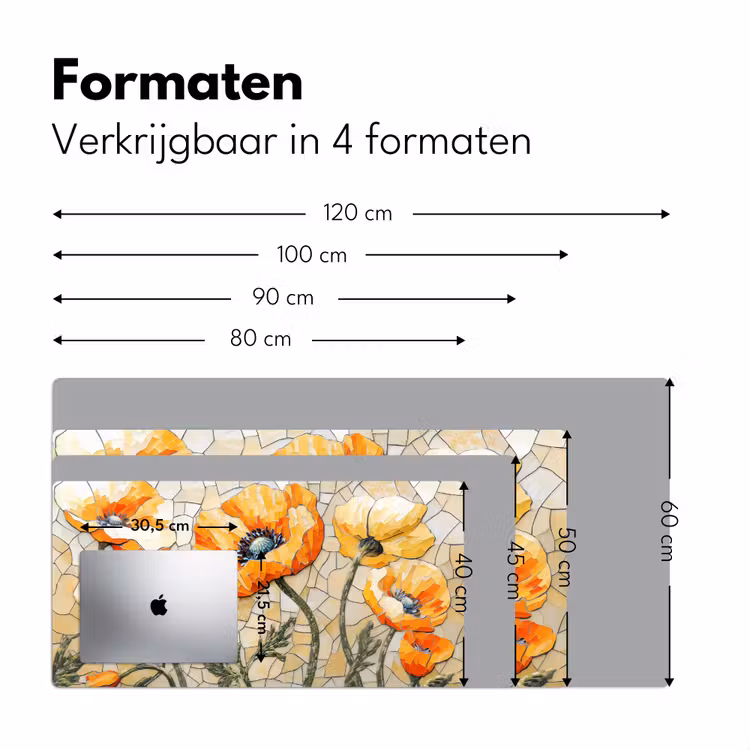 Bureau onderlegger - Klaprozen - Oranje - Mozaïek - Bladeren — 7