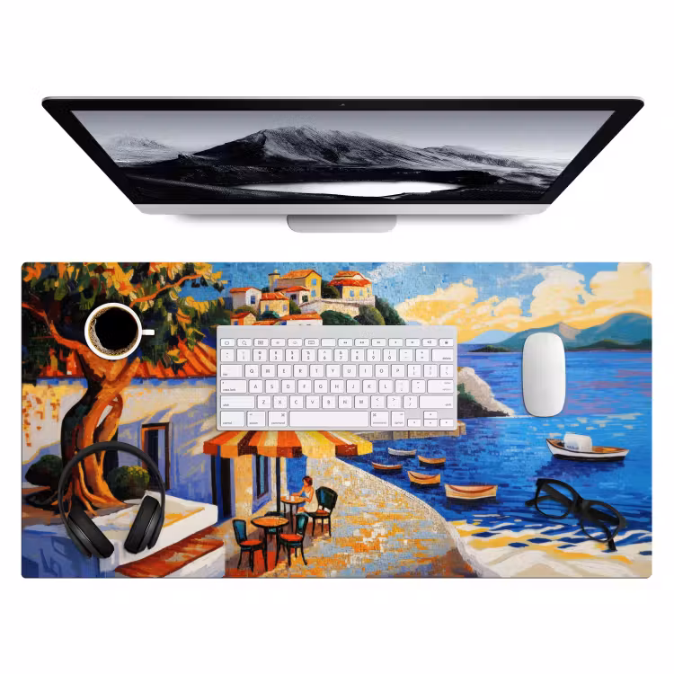 Bureau onderlegger - Kustdorp - Huisjes - Mozaïek - Zee — 3