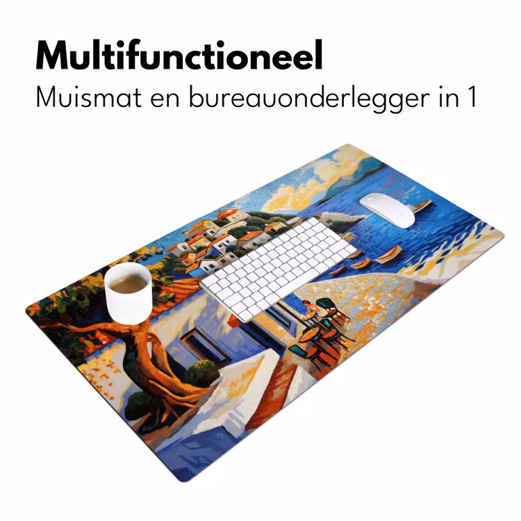 Bureau onderlegger - Kustdorp - Huisjes - Mozaïek - Zee — 6