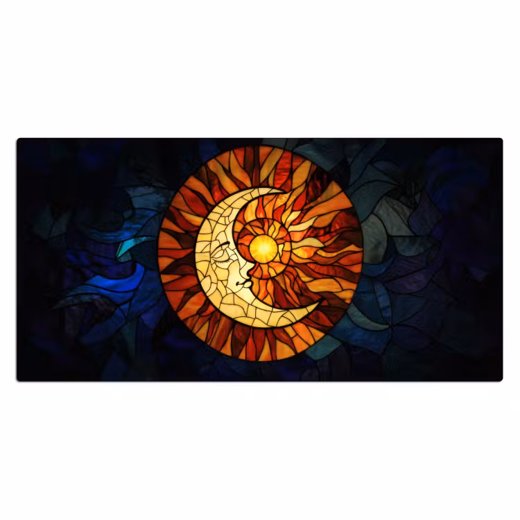 Bureau onderlegger - Mozaïek - Glas - Maan - Donkerblauw — 1