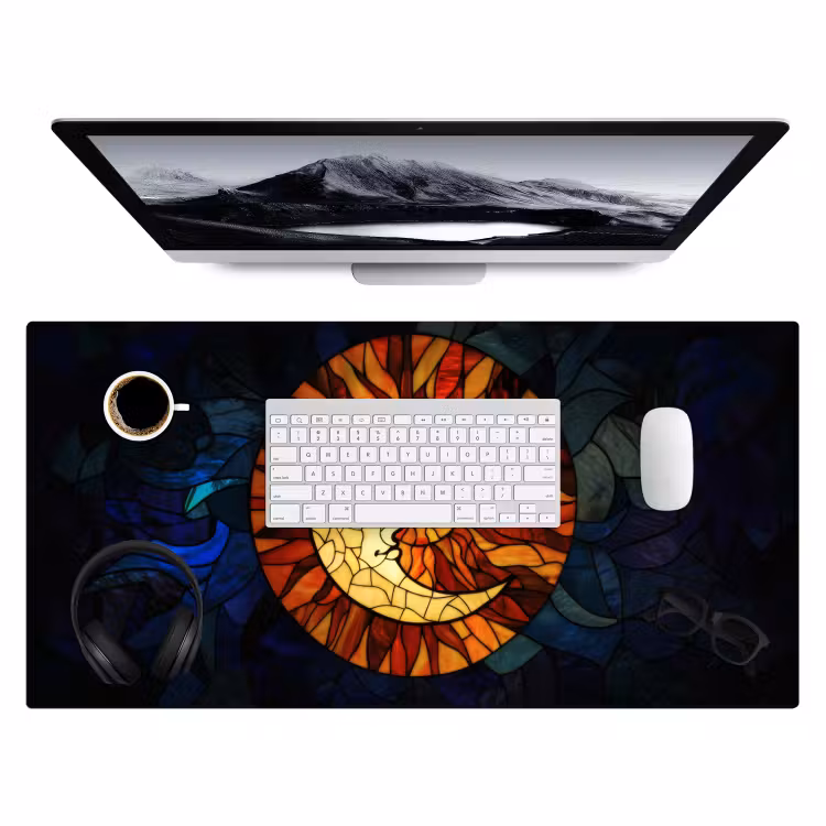 Bureau onderlegger - Mozaïek - Glas - Maan - Donkerblauw — 3