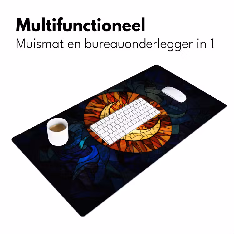 Bureau onderlegger - Mozaïek - Glas - Maan - Donkerblauw — 6